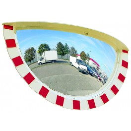 Miroir de sécurité controle 3 directions avec cadre rouge et blanc - Vialux 